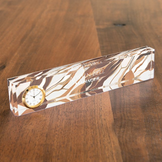 Porte-nom Pour Bureau Marbre Brown personnalisé (Taille)