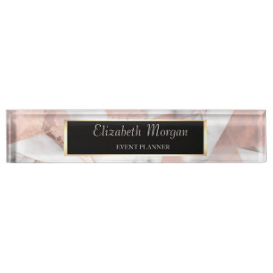 Porte-nom Pour Bureau Marbre géométrique rose gold tendance