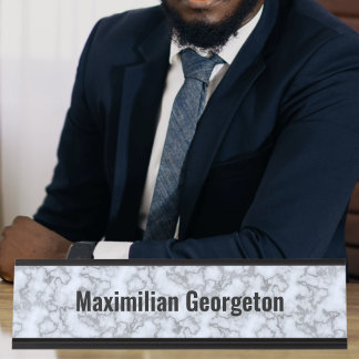 Porte-nom Pour Bureau Marbre gris argent Faux - Neutre pour n'importe qu