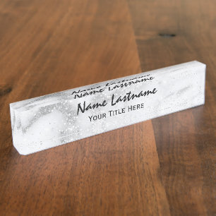 Porte-nom Pour Bureau Marbre gris de l'organisateur d'événements de ma