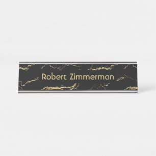 Porte-nom Pour Bureau Marbre noir et or clair personnel