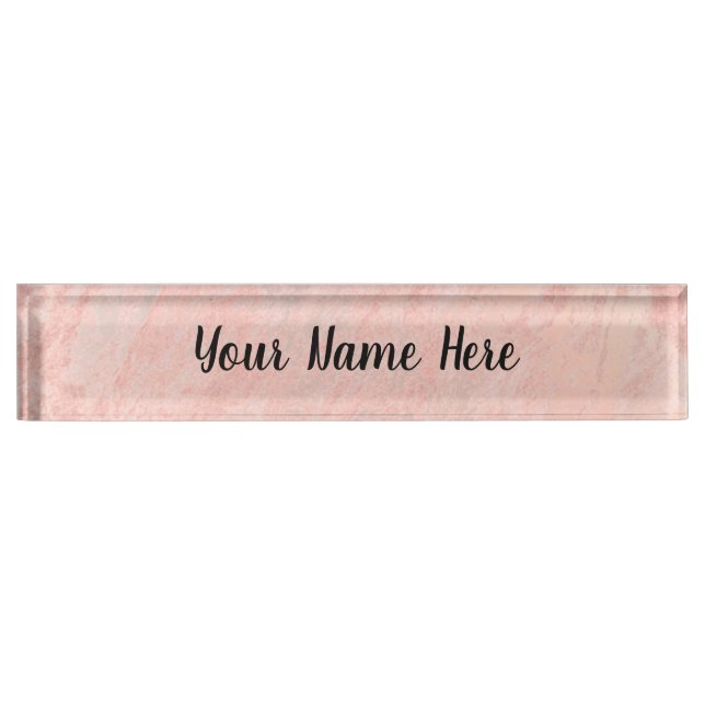 Porte-nom Pour Bureau Marbre or rose (Devant)