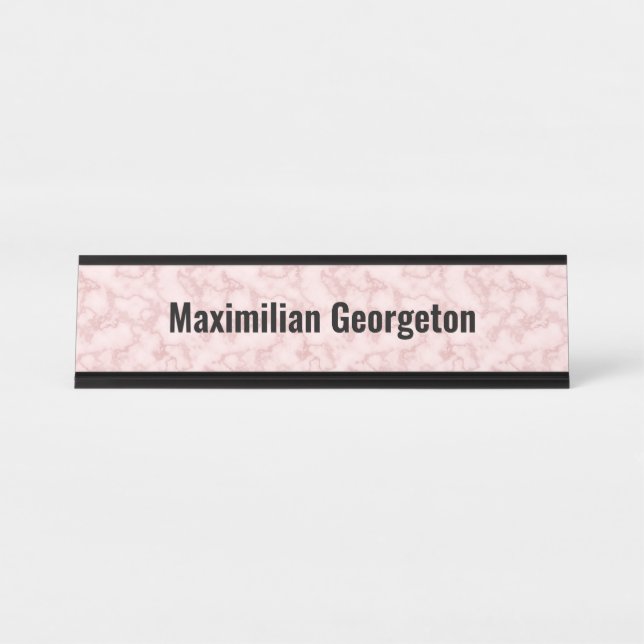 Porte-nom Pour Bureau Marbre rose Faux pour elle (Devant)
