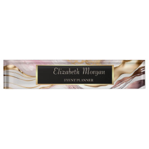 Porte-nom Pour Bureau Marbre Rose Gold Tendance Cool 