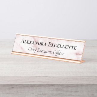 Porte-nom Pour Bureau Marbre rose moderne minimaliste personnalisé