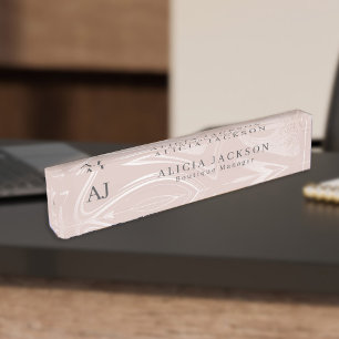 Porte-nom Pour Bureau Marbre rose vif élégant directeur boutique
