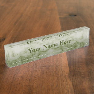 Porte-nom Pour Bureau Marbre vert et blanc