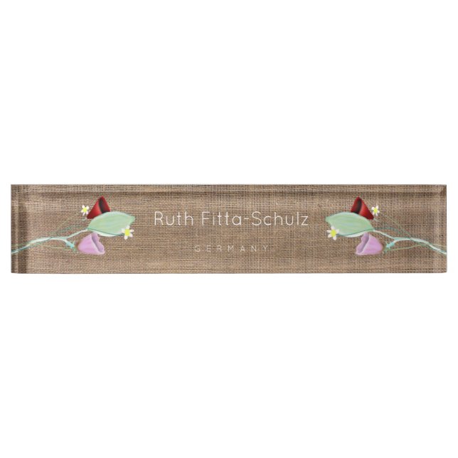 PORTE-NOM POUR BUREAU MARGUERITES TULIPES (Devant)