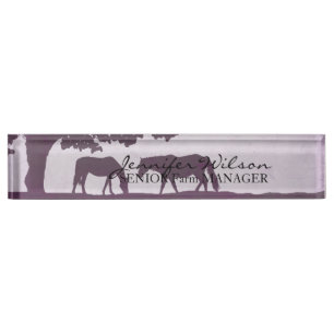 Porte-nom Pour Bureau Mariage de la ferme Vintage de chevaux violet