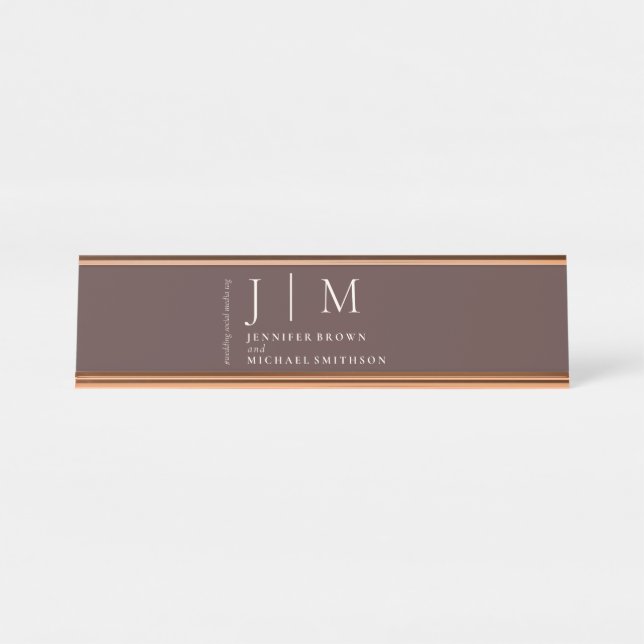 Porte-nom Pour Bureau Mariage de Table Élégant Formel Marron Chocolat (Devant)