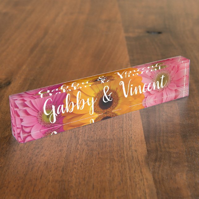 Porte-nom Pour Bureau Mariage floral Daisy Trio (Taille)