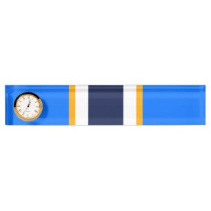 Porte-nom Pour Bureau Marine Blanc Jaune Bleu Bleu Bleu Frappe Horloge