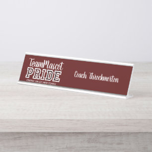 Porte-nom Pour Bureau Maroon School Pride Mascotte Nom du bureau Nom du