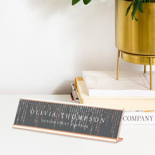 Porte-nom Pour Bureau Marquee d'or rose (Créateur téléchargé)