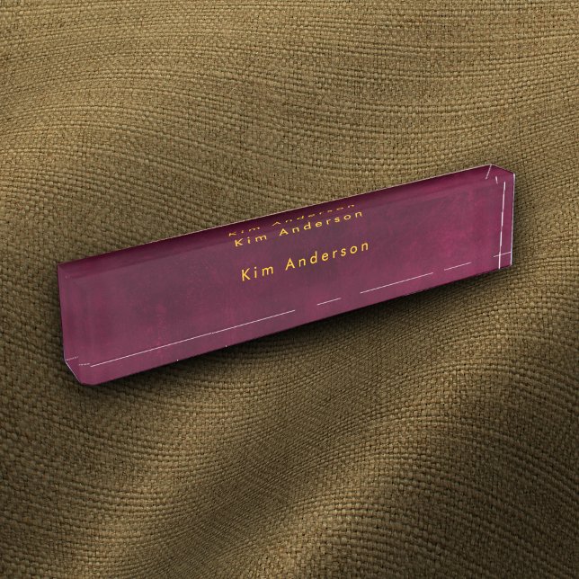 Porte-nom Pour Bureau Marron aspect cuir personnalisable (Créateur téléchargé)