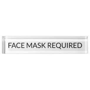 Porte-nom Pour Bureau Masque visage Requis noir et blanc simple