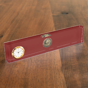 Porte-nom Pour Bureau Médaillon de dragon sacré oriental en or