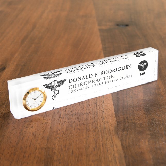 Porte-nom Pour Bureau Médecine de chiropractie personnalisée (Taille)