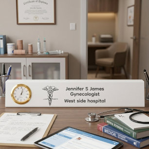 Porte-nom Pour Bureau Médecine personnalisée gynécologue médecin