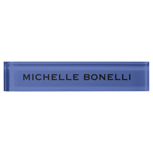Porte-nom Pour Bureau Medium Blue Minimalist Plain Legible Modern (Devant)