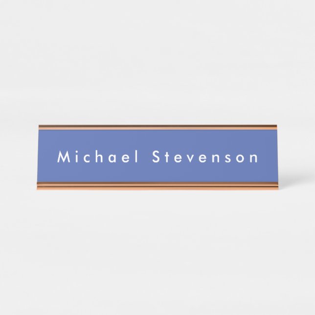 Porte-nom Pour Bureau Medium Blue Trendy Modern Professional (Devant)