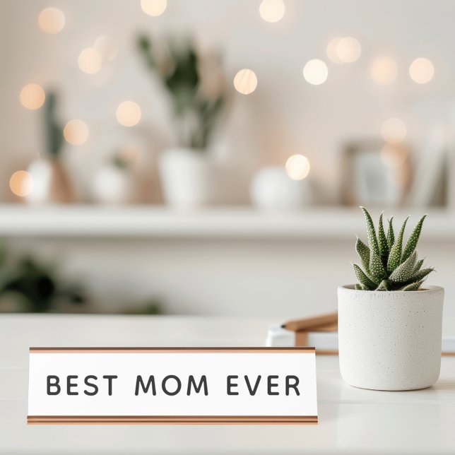 Porte-nom Pour Bureau Meilleure Maman Jamais Gras Moderne Blanc (Créateur téléchargé)