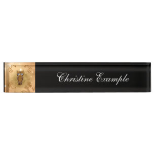 Porte-nom Pour Bureau Merveilleuse chouette dorée