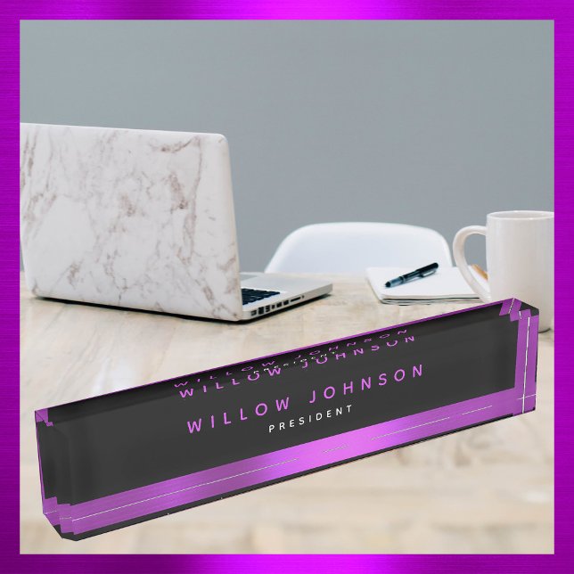 Porte-nom Pour Bureau Metallic Purple Classy Executive Business Cadeau (Metallic Purple Classy Executive Business Gift Desk Name Plate)