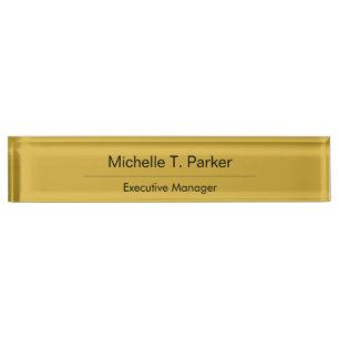 Porte-nom Pour Bureau Métallo couleur or élégant sobre minimaliste