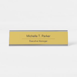 Porte-nom Pour Bureau Métallo couleur or élégant sobre minimaliste