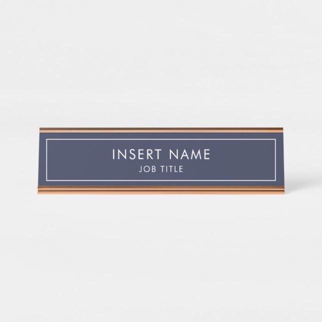Porte-nom Pour Bureau Midnight Blue Modern Professional (Devant)