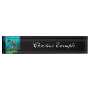 Porte-nom Pour Bureau Mignonne petite sirène avec tortue