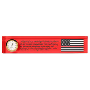 Porte-nom Pour Bureau Mince Red Line Drapeau : Mémorial du héros des pom