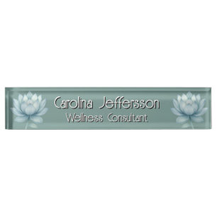 Porte-nom Pour Bureau Mindfulness Wellness Consultant Zen Lotus Turquois