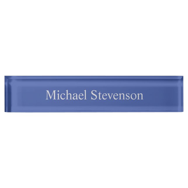 Porte-nom Pour Bureau Minimalist Medium Blue Modern Plain (Devant)