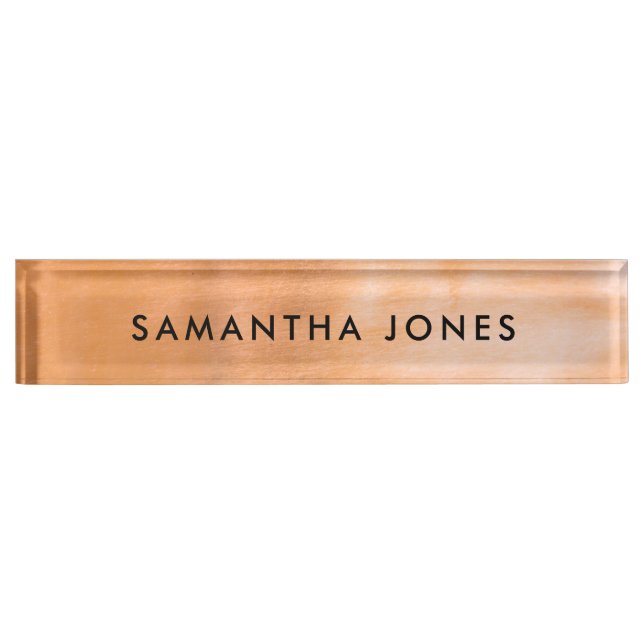 Porte-nom Pour Bureau Minimalist Modern Metallic Copper Desk Nameplate (Devant)