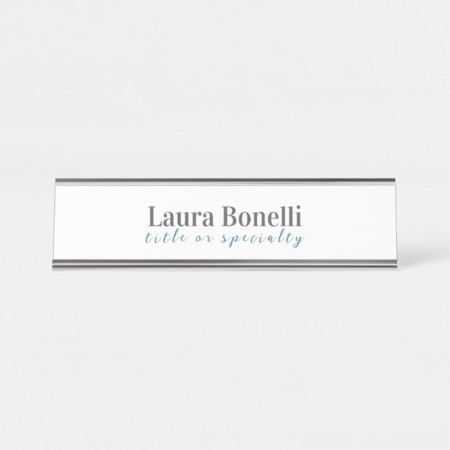 Porte-nom Pour Bureau Minimalist Professional Modern Plain Name Title (Devant)