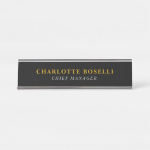 Porte-nom Pour Bureau Minimaliste Classique Professionnel Couleur Noir O