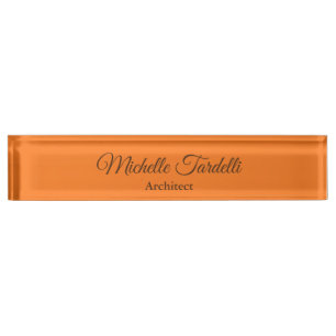 Porte-nom Pour Bureau Minimaliste Moderne Calligraphie De Script Orange