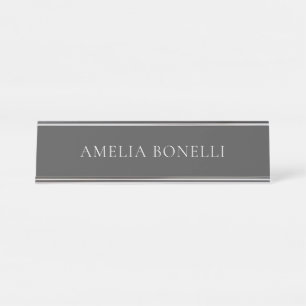 Porte-nom Pour Bureau Minimaliste Professional Plain Ajouter un nom Grey