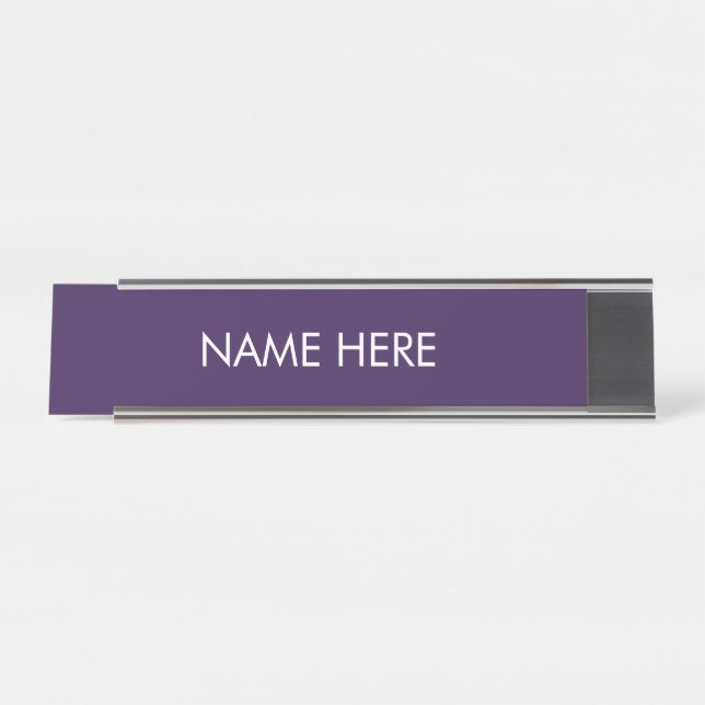 Porte-nom Pour Bureau Minimaliste violet violet blanc nom personnalisé é (Devant)