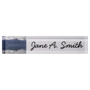 Porte-nom Pour Bureau Misty Alaskan Sea dans les tons bleu