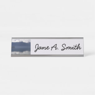 Porte-nom Pour Bureau Misty Alaskan Sea dans les tons bleu