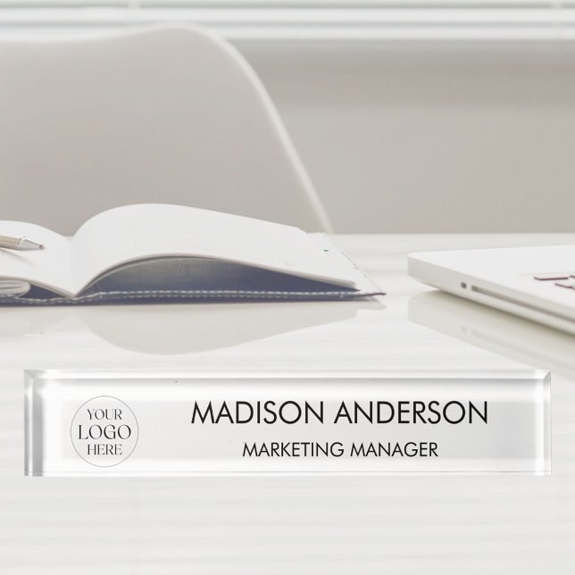 Porte-nom Pour Bureau Modèle de logo d'entreprise avec nom personnalisé  (In situ)