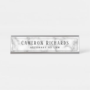 Porte-nom Pour Bureau modèle de nom et de titre en marbre élégant