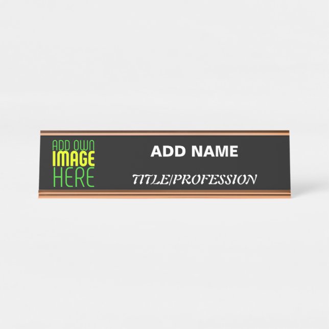 PORTE-NOM POUR BUREAU MODÈLE DE TEXTE D'IMAGE NOIRE SIMPLE ET MODERNE (Devant)