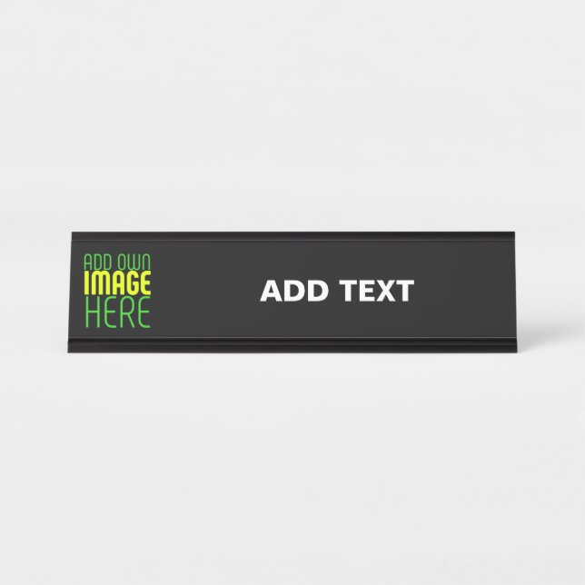PORTE-NOM POUR BUREAU MODÈLE DE TEXTE D'IMAGE NOIRE SIMPLE ET MODERNE (Devant)