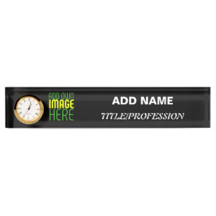 PORTE-NOM POUR BUREAU MODÈLE DE TEXTE D'IMAGE NOIRE SIMPLE ET MODERNE