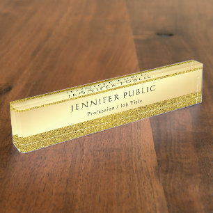 Porte-nom Pour Bureau Modèle élégant de parties scintillantes d'or de