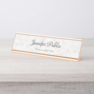 Porte-nom Pour Bureau Modèle élégant moderne de marbre blanc d'or ros